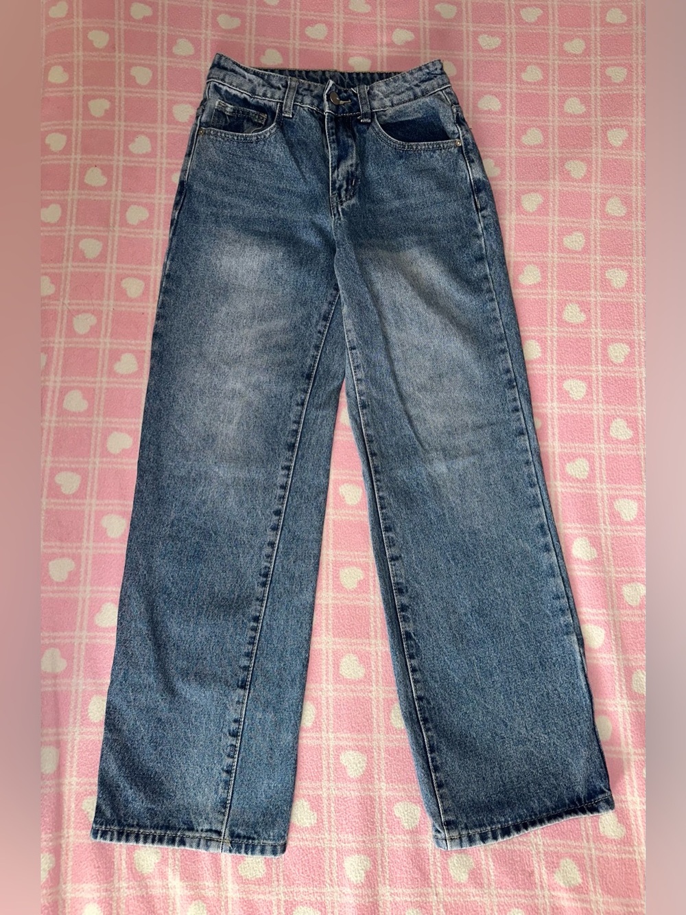 SHEIN Blue Wide Leg High-Waist Jeans